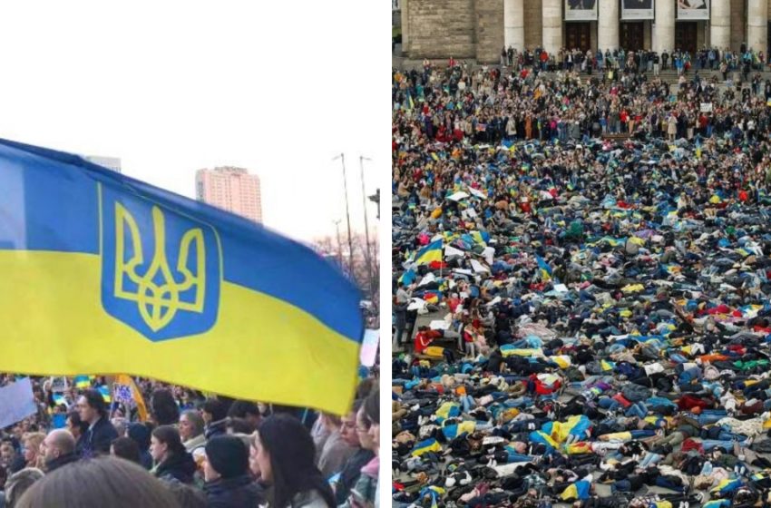  “Мурашки по коже”: сотни людей легли на землю в память о погибших в Украине
